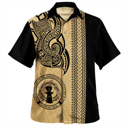 Northern Mariana Islands Hawaiian Shirt Polynesia Coat Of Arms Tribal Tattoo