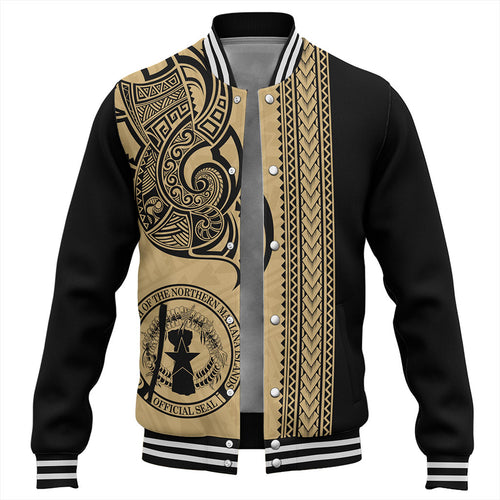 Northern Mariana Islands Baseball Jacket Polynesia Coat Of Arms Tribal Tattoo