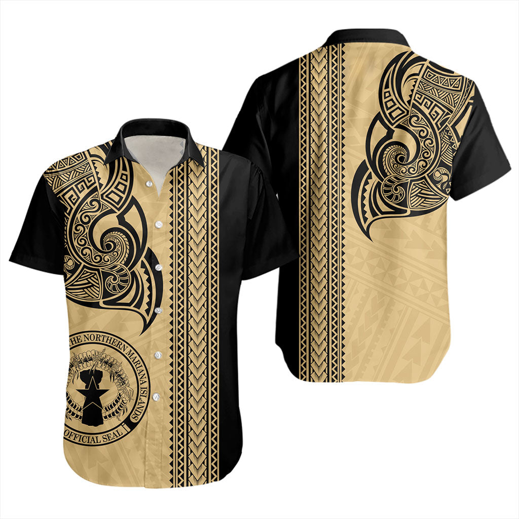 Northern Mariana Islands Short Sleeve Shirt Polynesia Coat Of Arms Tribal Tattoo