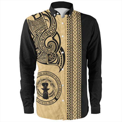 Northern Mariana Islands Long Sleeve Shirt Polynesia Coat Of Arms Tribal Tattoo