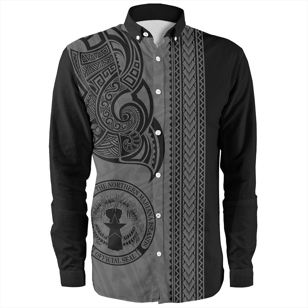 Northern Mariana Islands Long Sleeve Shirt Polynesia Coat Of Arms Tribal Tattoo