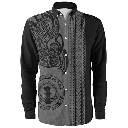 Northern Mariana Islands Long Sleeve Shirt Polynesia Coat Of Arms Tribal Tattoo