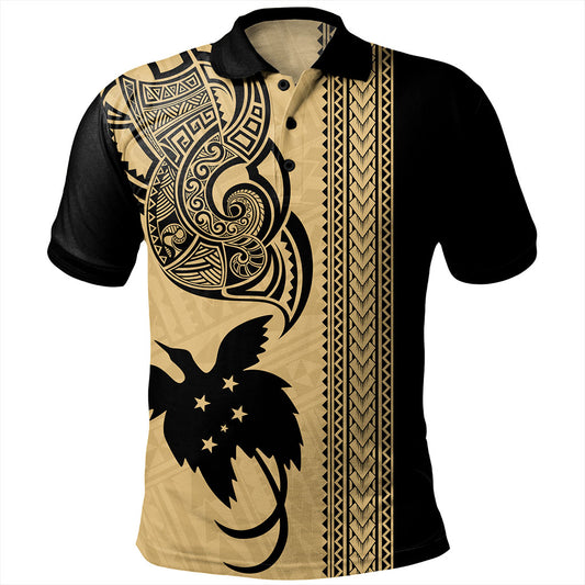 Papua New Guinea Polo Shirt Tribal Tattoo PNG Gold