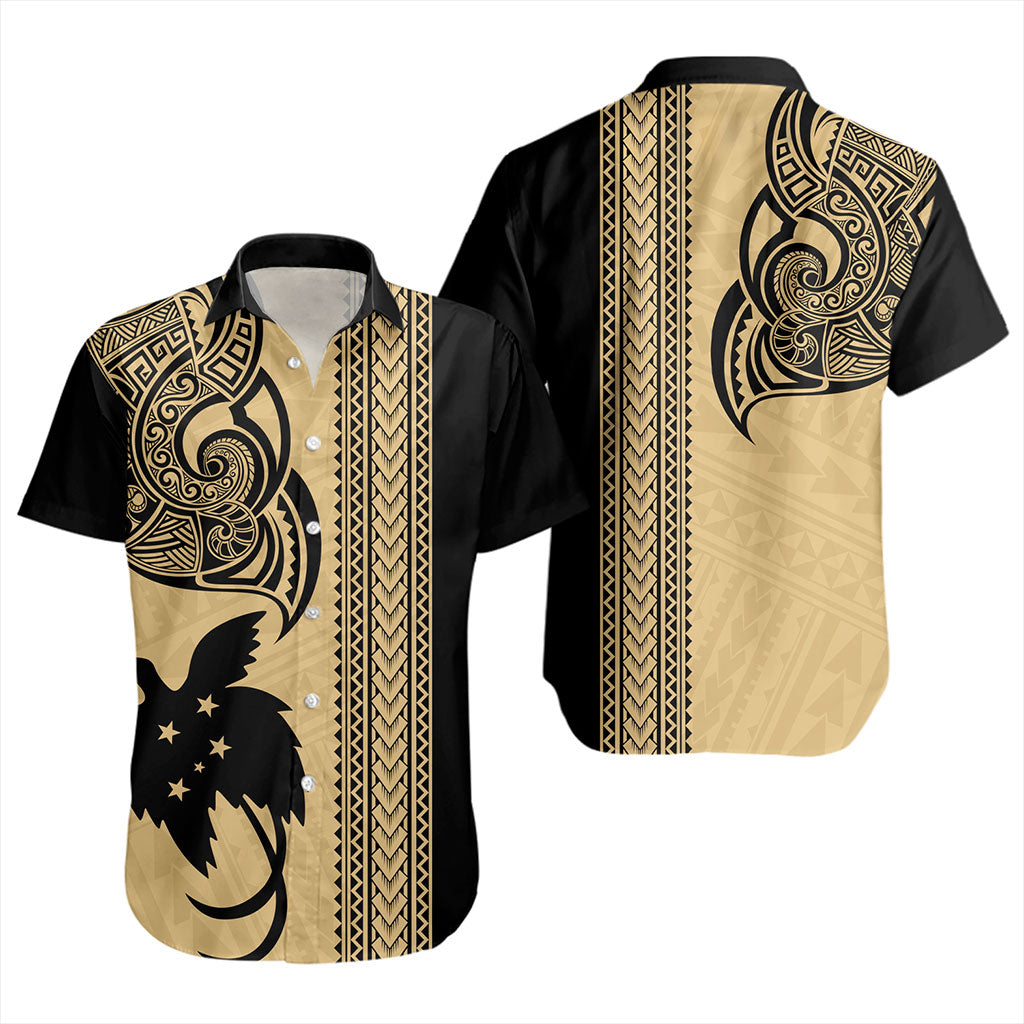 Papua New Guinea Short Sleeve Shirt Tribal Tattoo PNG Gold