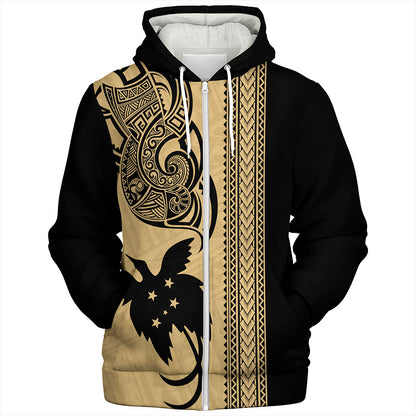 Papua New Guinea Sherpa Hoodie Tribal Tattoo PNG Gold