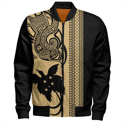 Papua New Guinea Bomber Jacket Tribal Tattoo PNG Gold