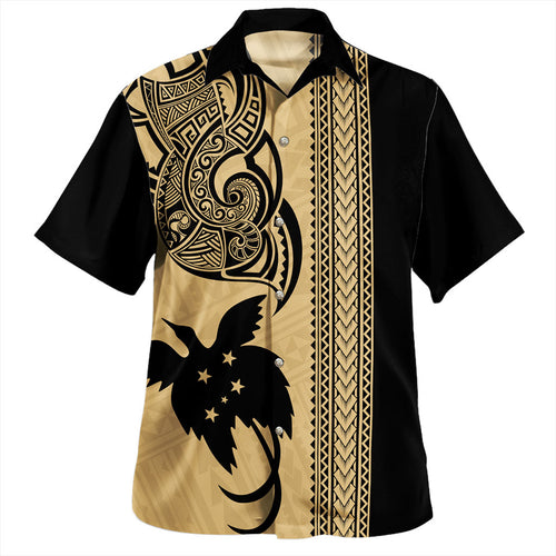 Papua New Guinea Hawaiian Shirt Tribal Tattoo PNG Gold