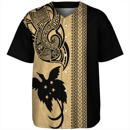 Papua New Guinea Baseball Shirt Tribal Tattoo PNG Gold