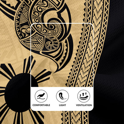 Philippines Filipinos Rugby Jersey Polynesia Tribal Tattoo Gold