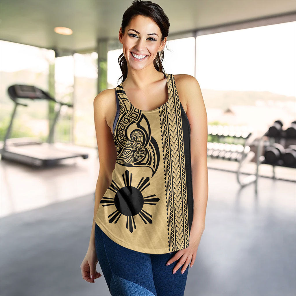 Philippines Filipinos Women Tank Polynesia Tribal Tattoo Gold
