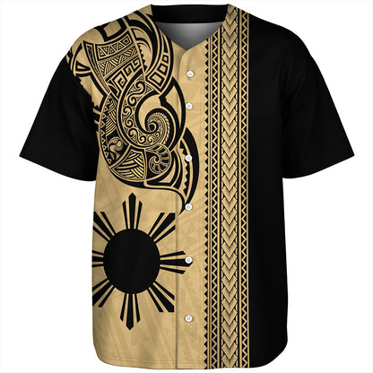 Philippines Filipinos Baseball Shirt Polynesia Tribal Tattoo Gold