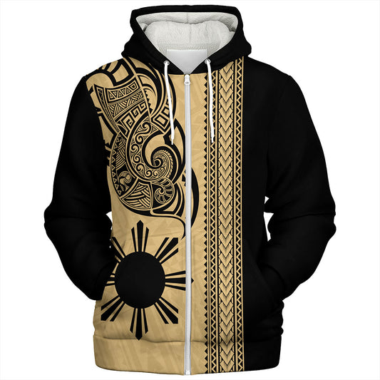 Philippines Filipinos Sherpa Hoodie Polynesia Tribal Tattoo Gold