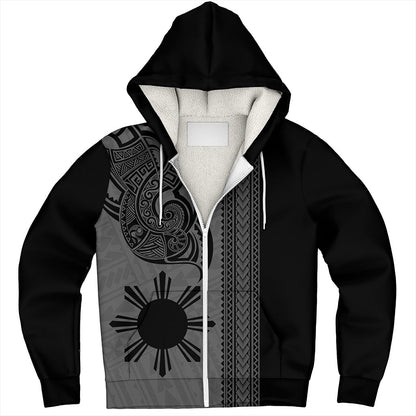 Philippines Filipinos Sherpa Hoodie Polynesia Tribal Tattoo Grey