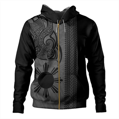 Philippines Filipinos Hoodie Polynesia Tribal Tattoo Grey