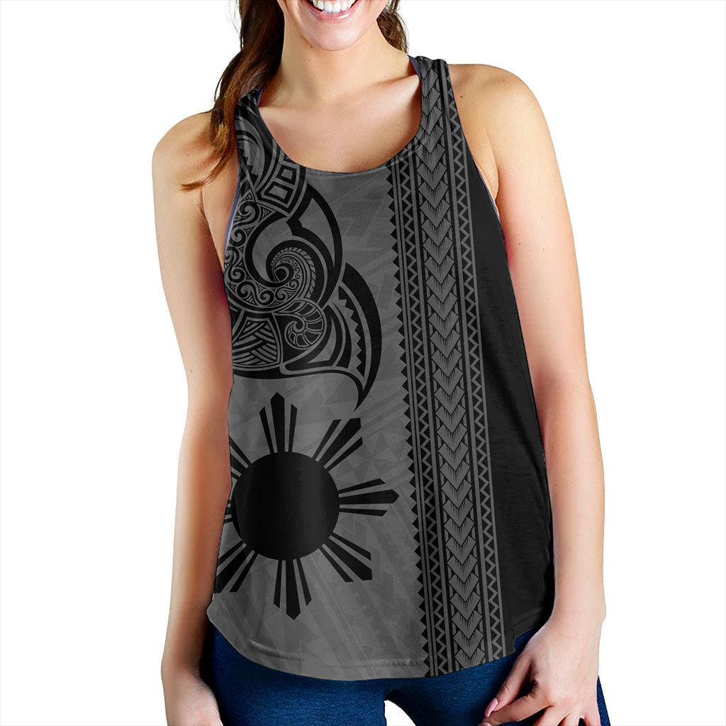 Philippines Filipinos Women Tank Polynesia Tribal Tattoo Grey