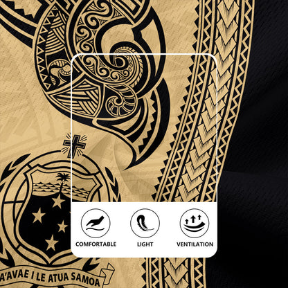 Samoa Rugby Jersey Polynesia Tribal Tattoo Gold