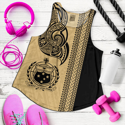 Samoa Women Tank Polynesia Tribal Tattoo Gold