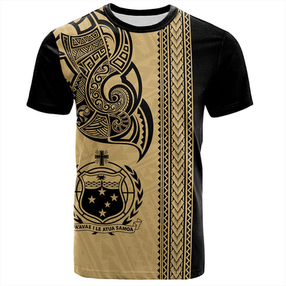 Samoa T-Shirt Polynesia Tribal Tattoo Gold