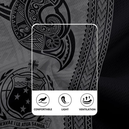 Samoa Rugby Jersey Polynesia Tribal Tattoo Grey
