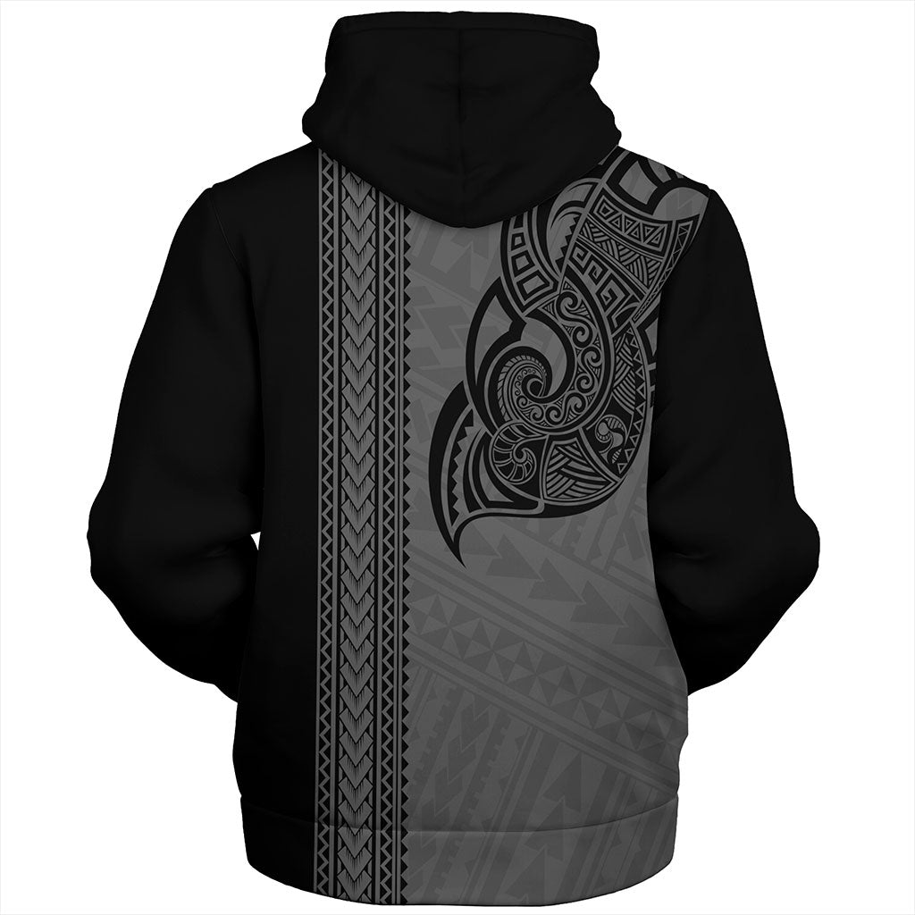 Samoa Sherpa Hoodie Polynesia Tribal Tattoo Grey