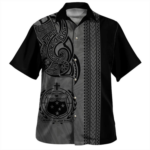 Samoa Hawaiian Shirt Polynesia Tribal Tattoo Grey