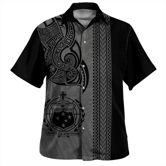 Samoa Hawaiian Shirt Polynesia Tribal Tattoo Grey