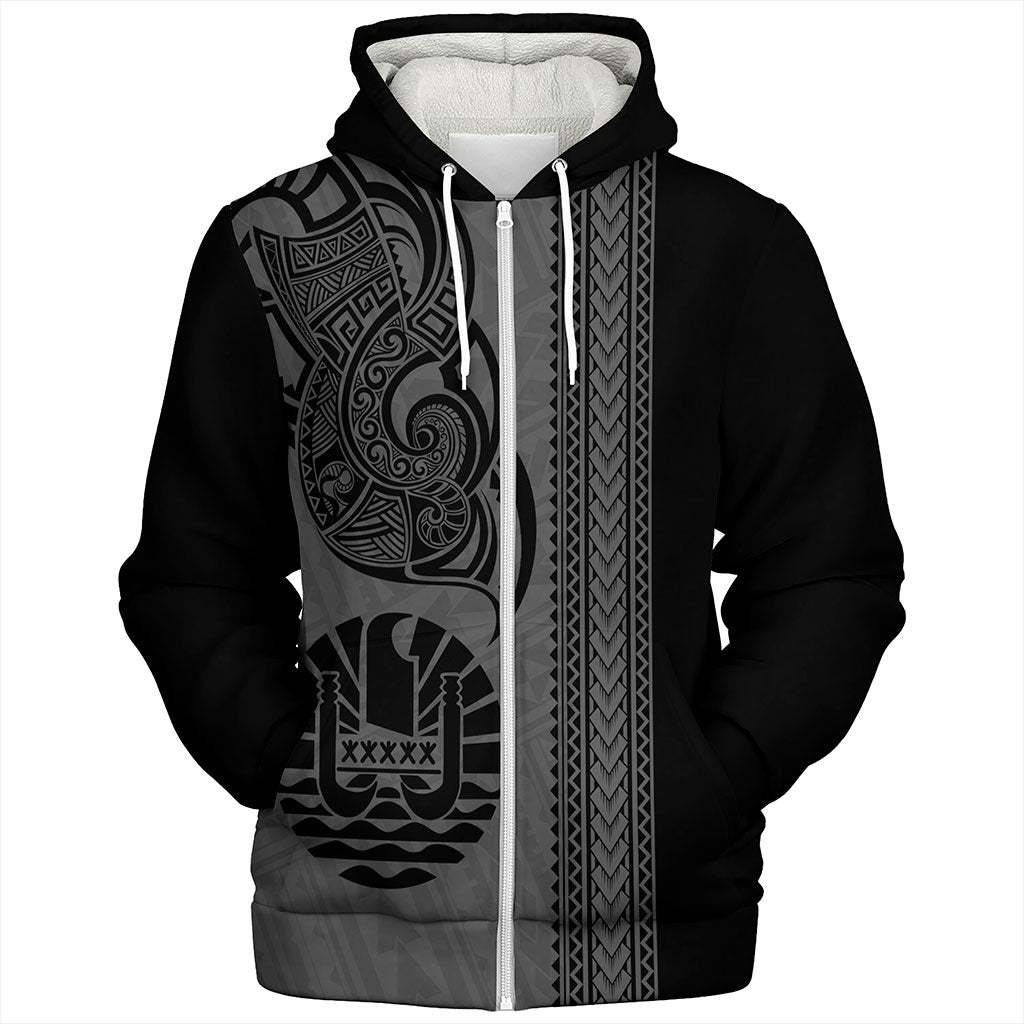 Tahiti Sherpa Hoodie French Polynesia Tribal Tattoo