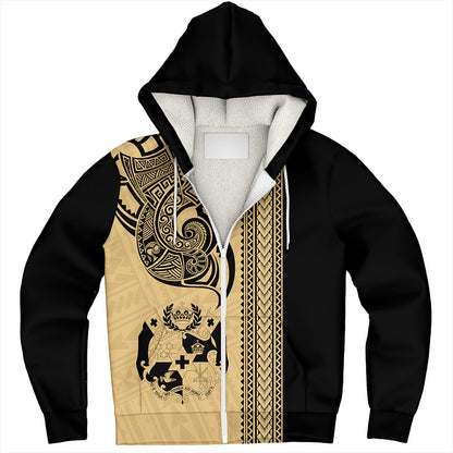 Tonga Sherpa Hoodie Polynesia Tribal Tattoo Gold