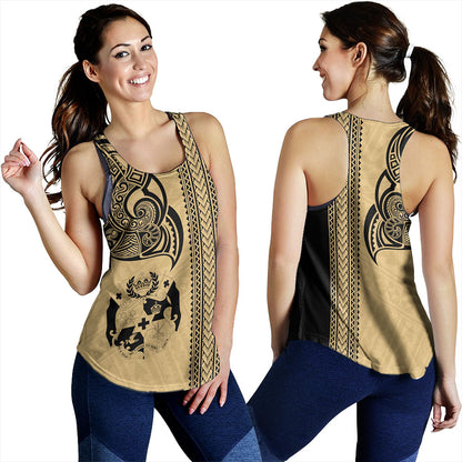 Tonga Women Tank Polynesia Tribal Tattoo Gold