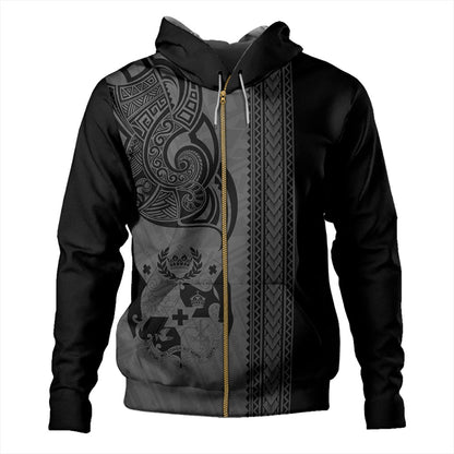 Tonga Hoodie Polynesia Tribal Tattoo Grey