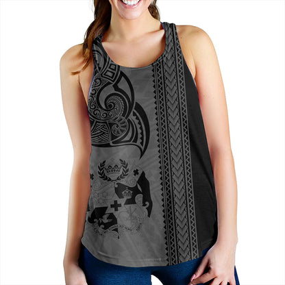 Tonga Women Tank Polynesia Tribal Tattoo Grey
