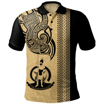 Vanuatu Polo Shirt Polynesia Tribal Tattoo Gold