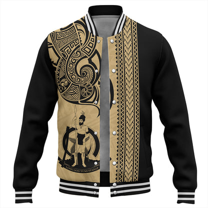 Vanuatu Baseball Jacket Polynesia Tribal Tattoo Gold