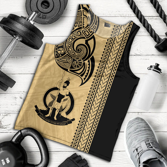 Vanuatu Tank Top Polynesia Tribal Tattoo Gold