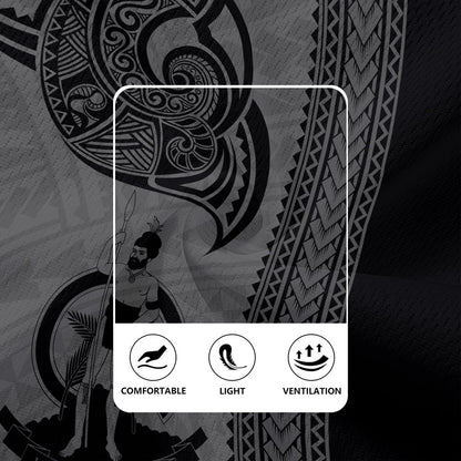 Vanuatu Rugby Jersey Polynesia Tribal Tattoo Grey
