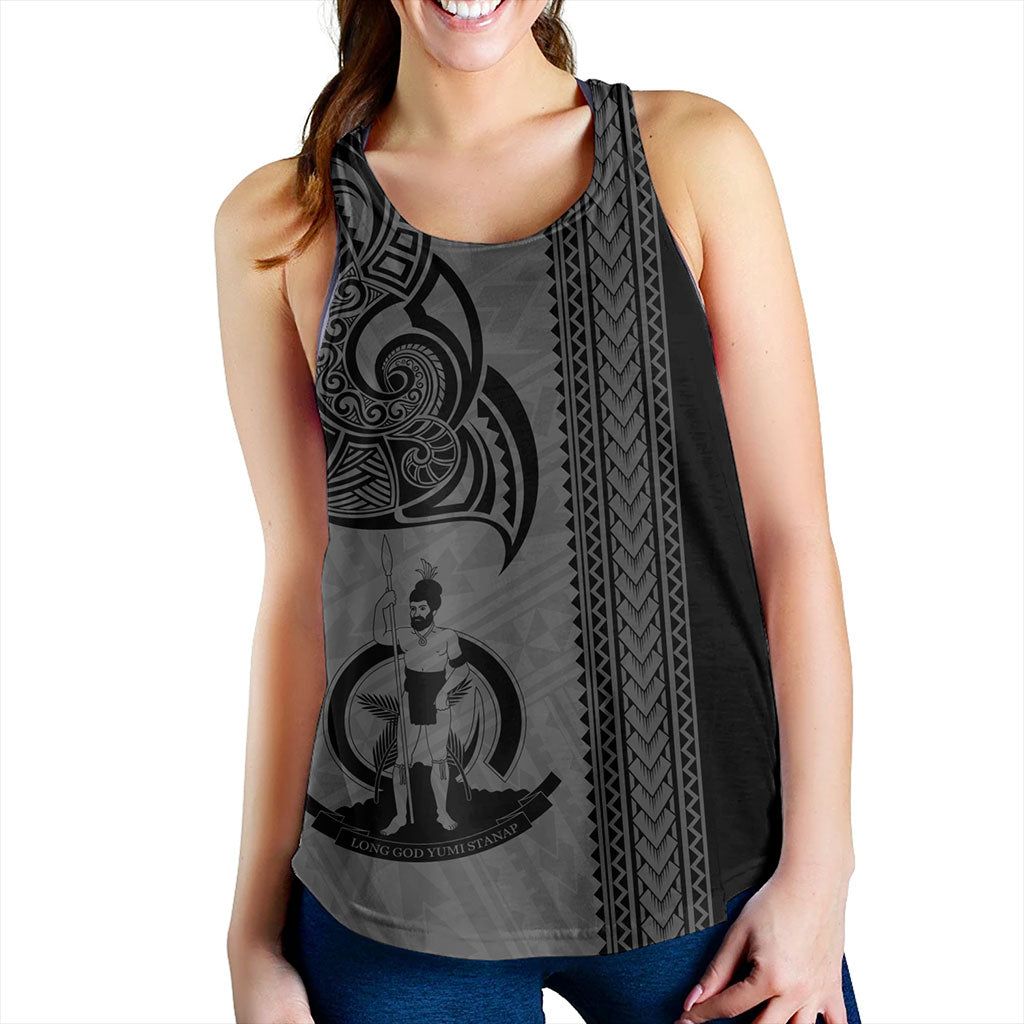 Vanuatu Women Tank Polynesia Tribal Tattoo Grey
