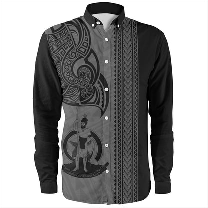 Vanuatu Long Sleeve Shirt Polynesia Tribal Tattoo Grey