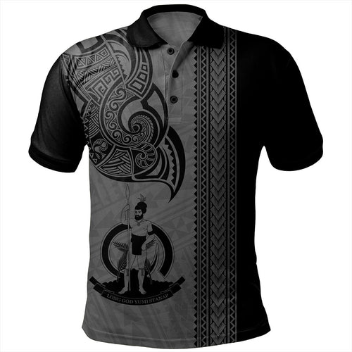 Vanuatu Polo Shirt Polynesia Tribal Tattoo Grey