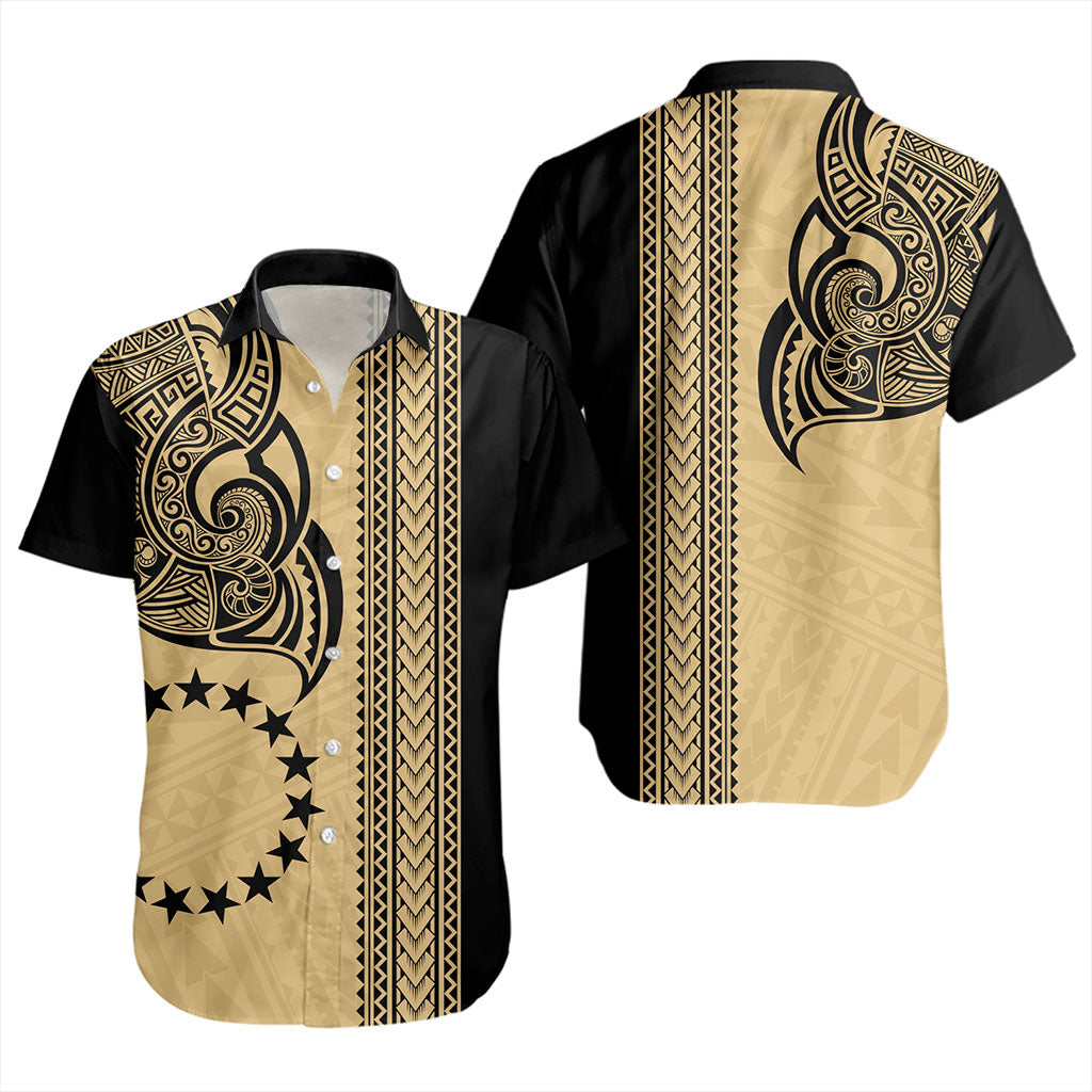 Cook Islands Short Sleeve Shirt Polynesian Coat Of Arms Tribal Tattoo