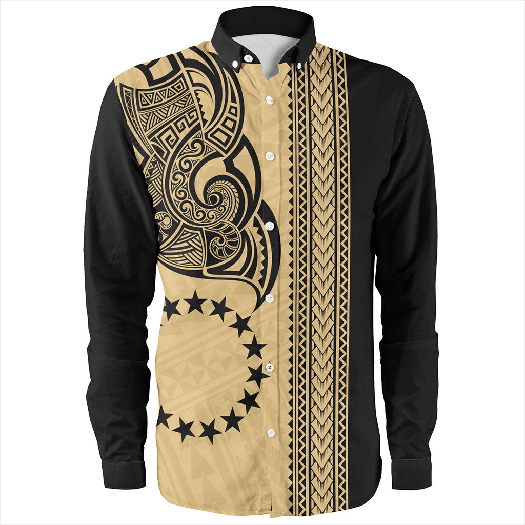 Cook Islands Long Sleeve Shirt Polynesian Coat Of Arms Tribal Tattoo
