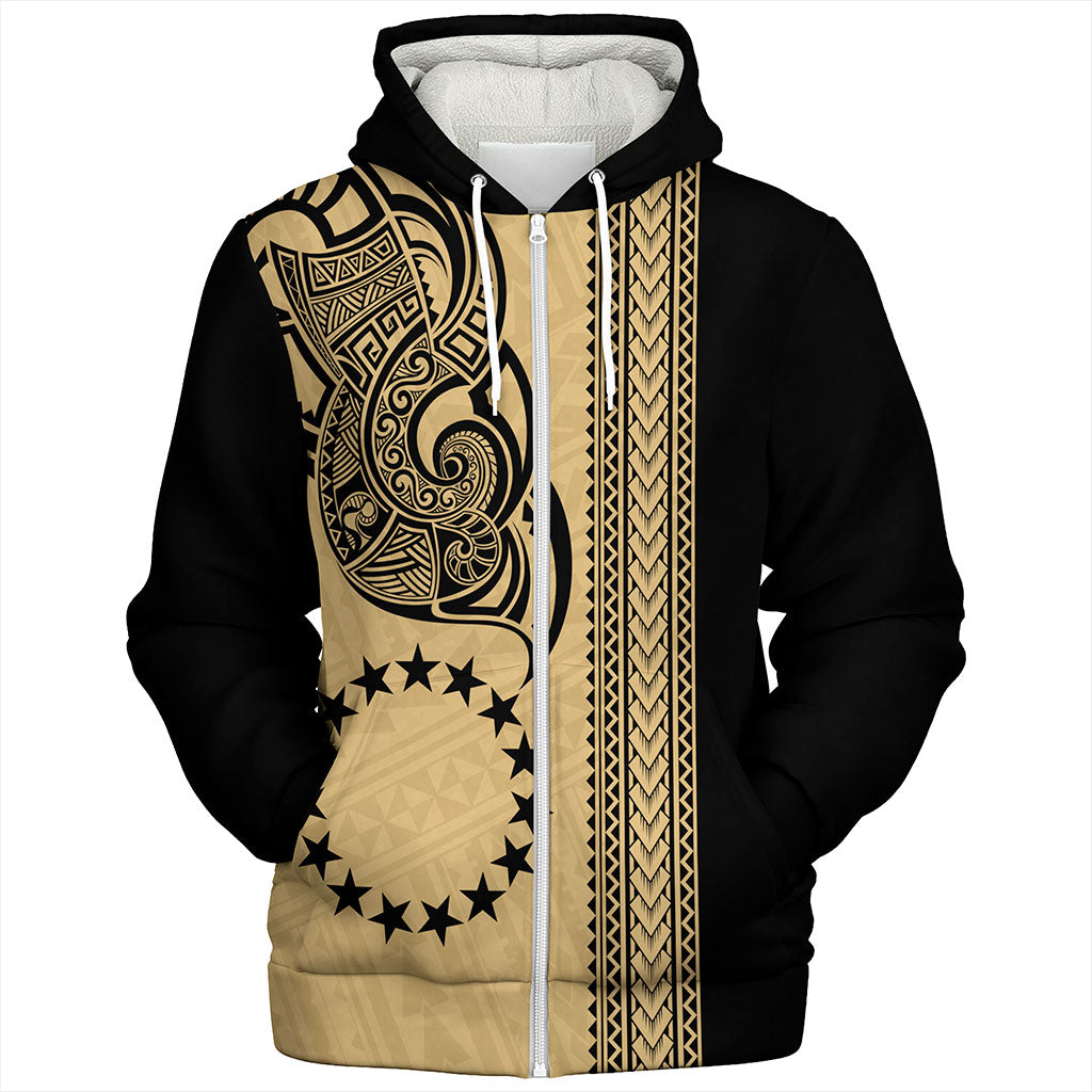 Cook Islands Sherpa Hoodie Polynesian Coat Of Arms Tribal Tattoo