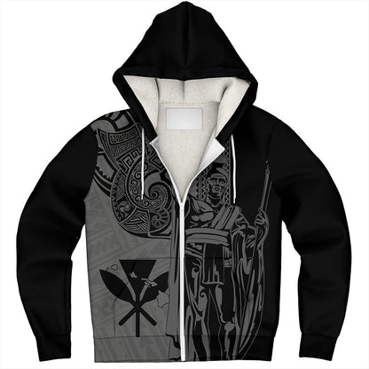 Hawaii Sherpa Hoodie Polynesian Tribal Tattoo King Kamehameha