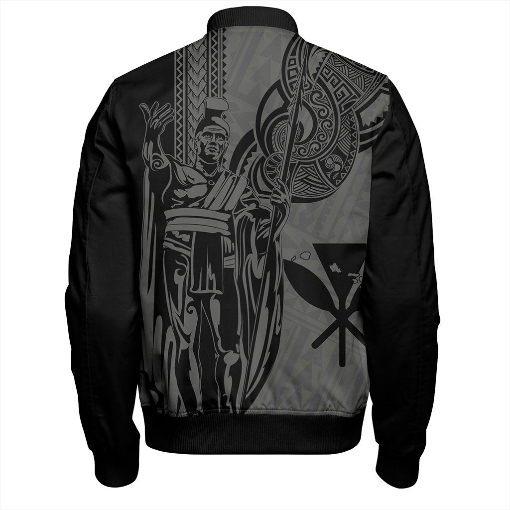 Hawaii Bomber Jacket Polynesian Tribal Tattoo King Kamehameha
