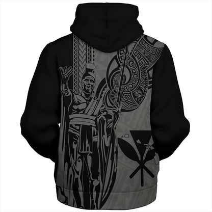 Hawaii Sherpa Hoodie Polynesian Tribal Tattoo King Kamehameha
