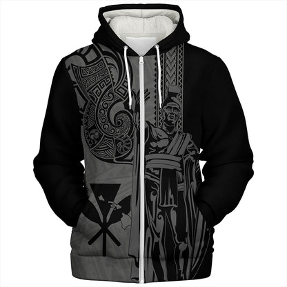 Hawaii Sherpa Hoodie Polynesian Tribal Tattoo King Kamehameha