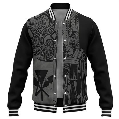Hawaii Baseball Jacket Polynesian Tribal Tattoo King Kamehameha