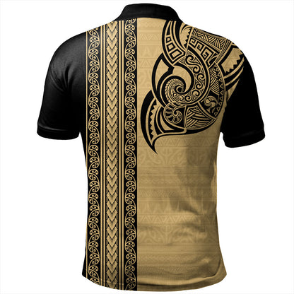 New Zealand Polo Shirt Maori Tribal Silver Fern Tattoo