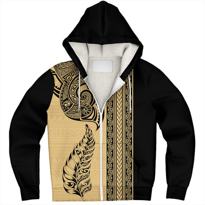 New Zealand Sherpa Hoodie Maori Tribal Silver Fern Tattoo