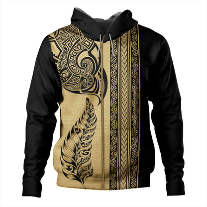 New Zealand Hoodie Maori Tribal Silver Fern Tattoo