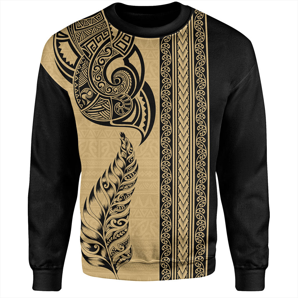 New Zealand Sweatshirt Maori Tribal Silver Fern Tattoo